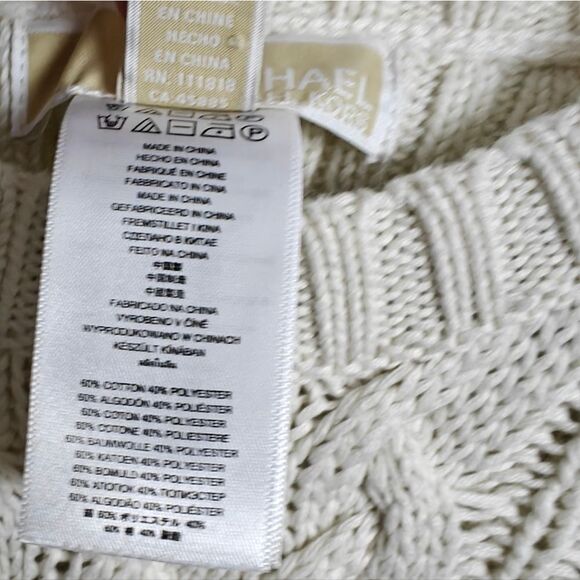 NWOT Michael Kors Ivory Cream Cable Knit Sweater with Gold Zippers Size L - Picture 9 of 9
